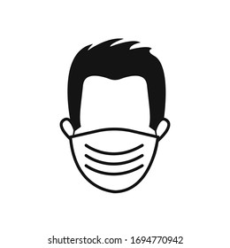 Man face with mask icon vector in trendy flat style isolated on white background.