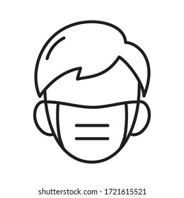 Man face with mask icon vector in trendy flat style isolated on white background. illustration for medical banner, poster and web design. Coronavirus bacteria covid-19 concept.