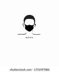 Cara de hombre con icono de máscara vector sobre fondo blanco aislado. Máscara quirúrgica obligatoria o vector de signo de máscara facial. 