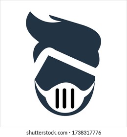 Cara masculina con vector de icono de máscara en estilo plano de moda aislado en fondo blanco
