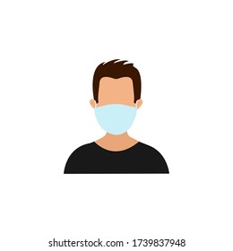 Man face with mask icon vector in trendy flat style isolated on white background.