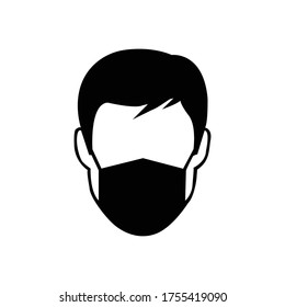 Man in face mask line icon, vector pictogram of disease prevention. Protection wear from coronavirus, air pollution, dust, flu illustration, sign for medical equipment store.