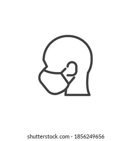Icono de línea de máscara de cara de hombre. signo de estilo lineal para concepto móvil y diseño web. Icono del vector de contorno de la máscara médica Coronavirus. Símbolo, ilustración del logotipo. Gráficos vectoriales