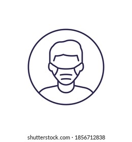 man in face mask line icon