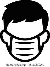 Man in face mask line icon, Protection wear from coronavirus, air pollution, dust, isolated on white background. illustration, sign for medical equipment store.
