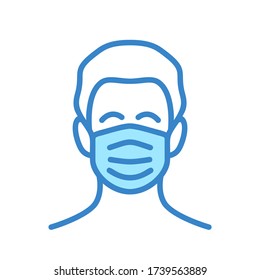 Man with Face Mask - Modern Protective Mask Icon