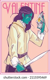 Man With Face Mask And Sword