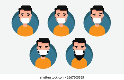 Man with Face Mask Vector Illustration