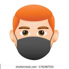 Man with face mask vector illustration.Man with glasses vector isolated on white background.Man emoticon design.Face with mask.
Popular chat element.Boy emoji illustration.Medical mask emoticon.