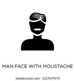 Man face with moustache icon. Man face with moustache symbol design from People collection. Simple element vector illustration on white background.
