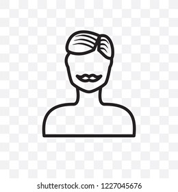Man face with moustache vector linear icon isolated on transparent background, Man face with moustache transparency concept can be used for web and mobile