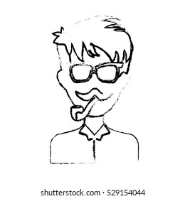 man face with mustache and glasses icon over white background. hipster style design. vector illustration