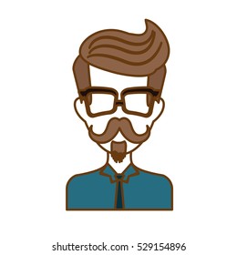man face with mustache and glasses icon over white background. hipster style concept. colorful design. vector illustration