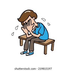 Man face on his palm cartoon vector