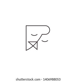 Man face outlined profile with moustache abstract icon. Modern logo simple shape. 