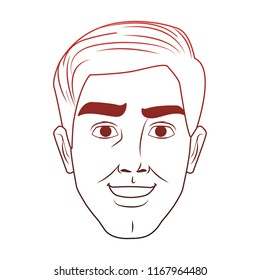Man face pop art cartoon red lines