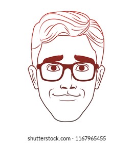 Man face pop art cartoon red lines