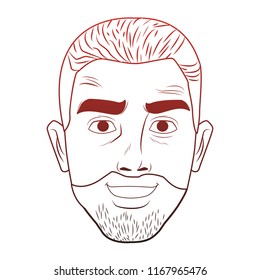 Man face pop art cartoon red lines