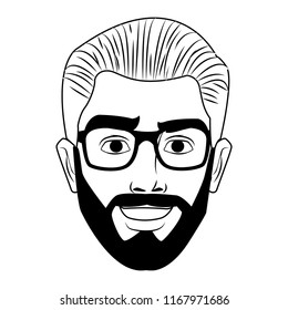 Man face pop art cartoon in black and white