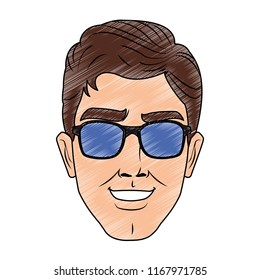 Man face pop art cartoon scribble