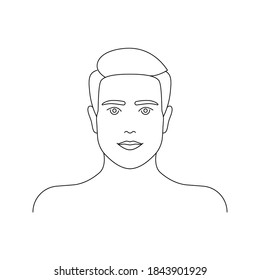 Man face portrait line style, vector icon, editable stroke icon