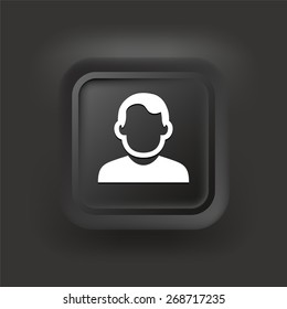 Man Face Portrait on Black  Bevel Square Buttons