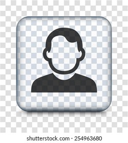 Man Face Portrait on Transparent Square Buttons