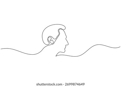 Perfil de cara de hombre continuo de una línea de dibujo estilo minimalista ilustración de contorno aislado