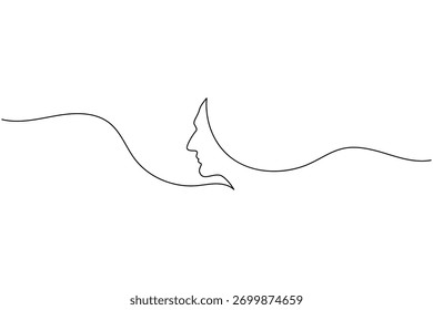 Perfil de cara de hombre continuo de una línea de dibujo estilo minimalista ilustración de contorno aislado
