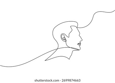 Perfil de rosto homem contínuo desenho de uma linha estilo minimalista isolado ilustração contorno