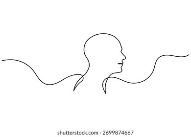 Perfil de cara de hombre continuo de una línea de dibujo estilo minimalista ilustración de contorno aislado