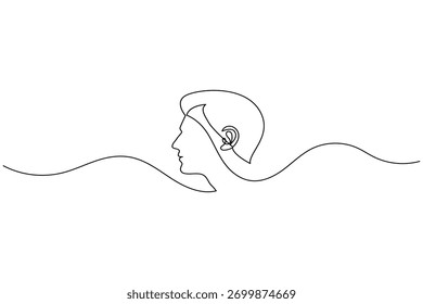 Man face profile continuous one line drawing minimalist style isolated outline illustration