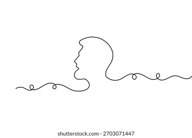 Perfil de la cara del hombre en el dibujo continuo de una línea con estilo minimalista y Ilustración vectorial de contorno simple