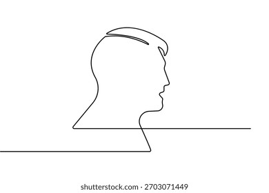Man face profile in continuous one line drawing with minimalist style and simple outline vector illustration