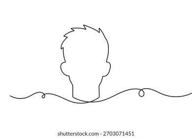 Man face profile in continuous one line drawing with minimalist style and simple outline vector illustration