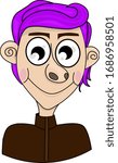Man face purple hair comic vector