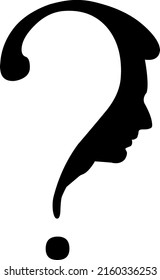 Man face with question mark. Illustration on white