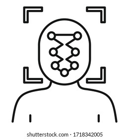 Man face recognition icon. Outline man face recognition vector icon for web design isolated on white background