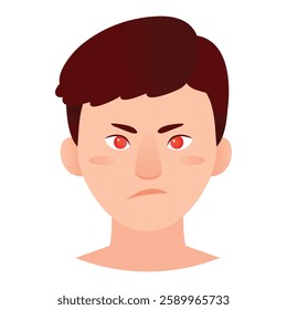 Man face with sad expression. Human emotions and facial expressions. Vector illustration