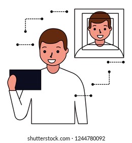 man face scan biometric digital technology