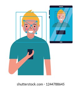man face scan biometric digital technology