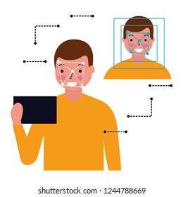 man face scan biometric digital technology