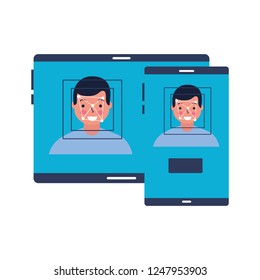 man face scan biometric digital technology