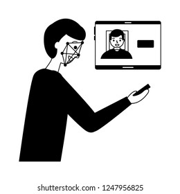 man face scan biometric digital technology