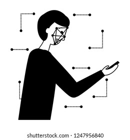 man face scan biometric digital technology