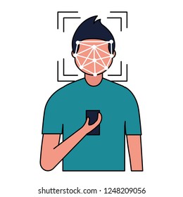 man face scan biometric digital technology