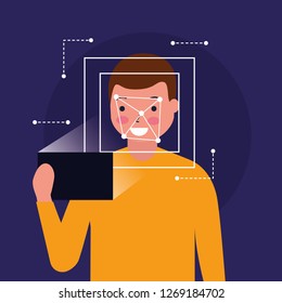man face scan biometric digital technology