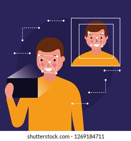man face scan biometric digital technology