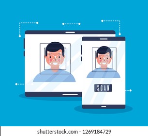 man face scan biometric digital technology