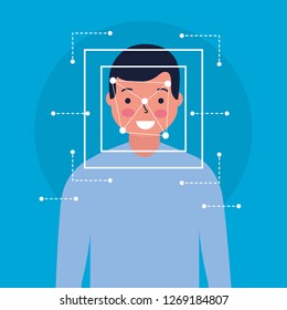man face scan biometric digital technology